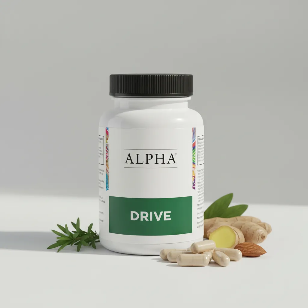 Alpha Drive witte supplement pot met blauw etiket